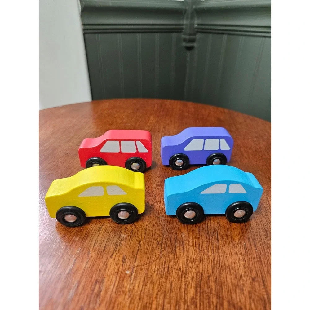 Melissa & Doug Wooden Toy Cars Set of 4 GH22070 Primary Colors